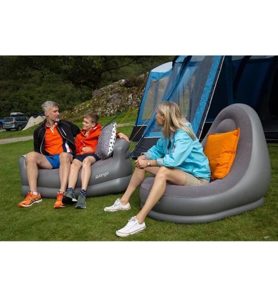 Vango Inflatable Flocked Sofa - Grey 4 Vango Inflatable Flocked Sofa - Grey - Image 4